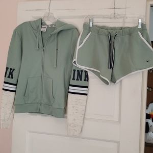 Pink Victoria's Secret sweatshirt & shorts set